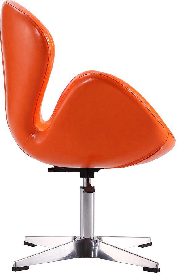 Manhattan Comfort Accent Chairs - Raspberry Tangerine & Polished Chrome Faux Leather Adjustable Swivel Chair