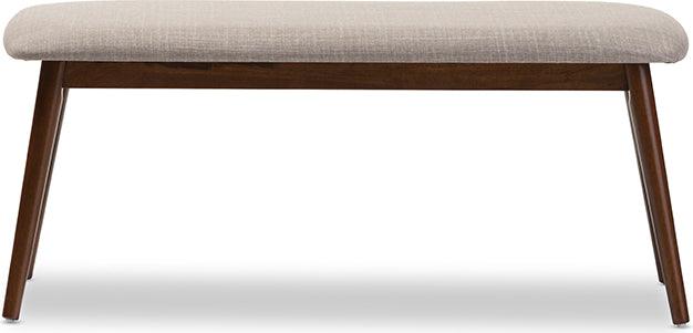 Wholesale Interiors Benches - Flora Light Grey Fabric & "Oak" Medium Brown Finishing Wood Dining Bench