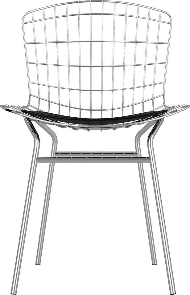 Manhattan Comfort Accent Chairs - Madeline Metal Chair with Seat Cushion in Silver & Black