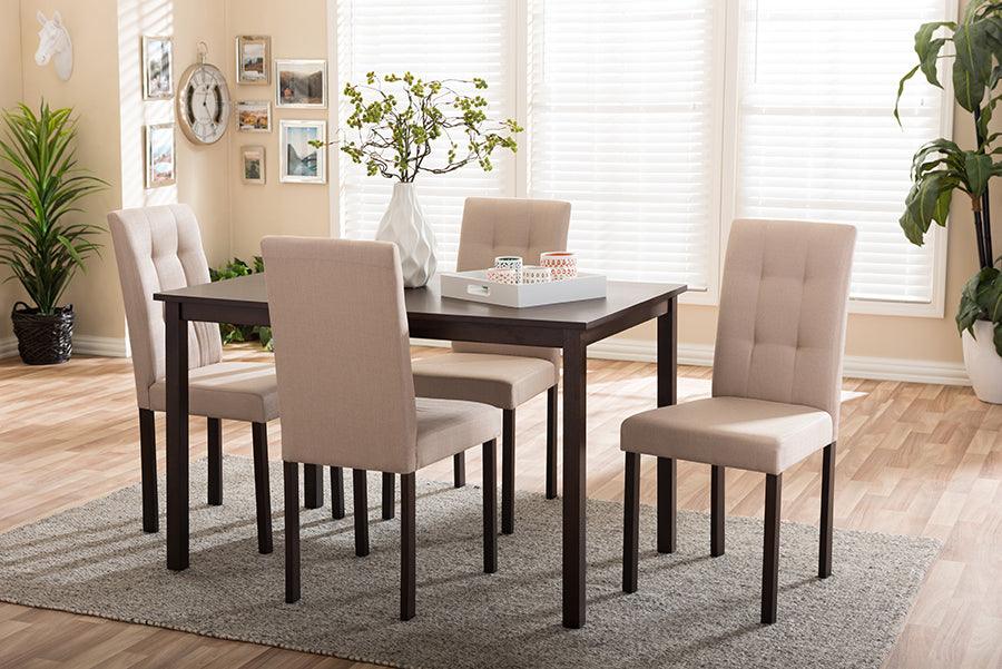 Wholesale Interiors Dining Sets - Andrew 5-Piece Beige Grid-tufting Dining Set