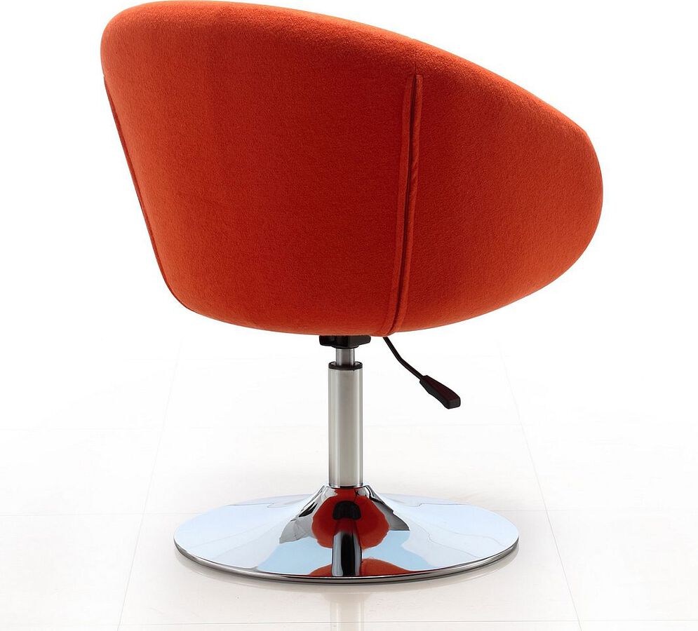 Manhattan Comfort Accent Chairs - Hopper Orange & Polished Chrome Wool Blend Adjustable Height Chair