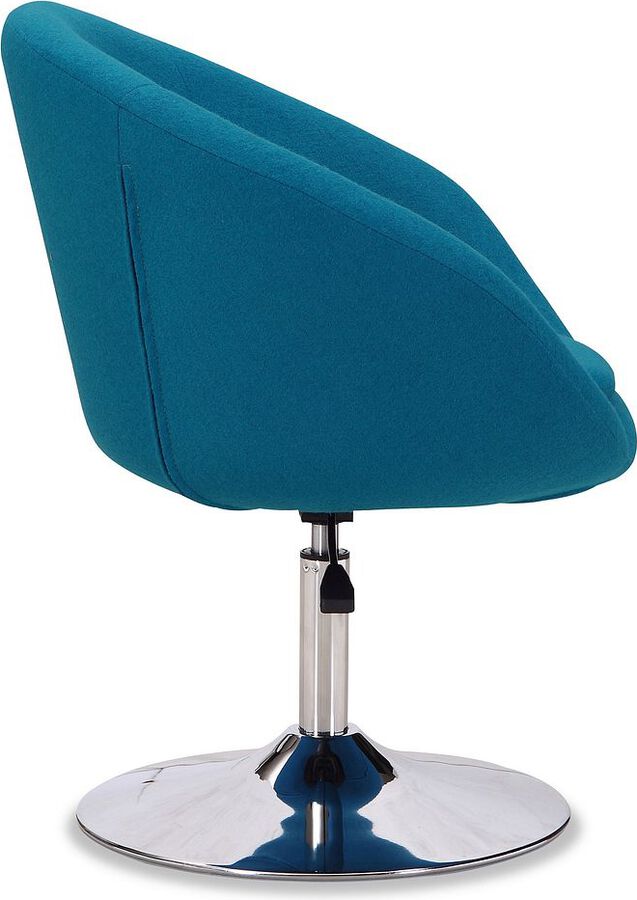 Manhattan Comfort Accent Chairs - Hopper Blue & Polished Chrome Wool Blend Adjustable Height Chair