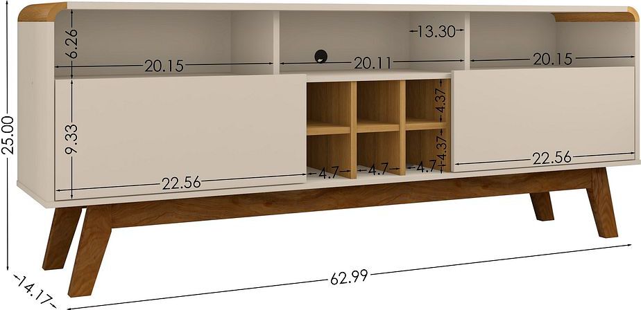 Manhattan Comfort TV & Media Units - Camberly 62.99 TV Stand in Off White and Cinnamon