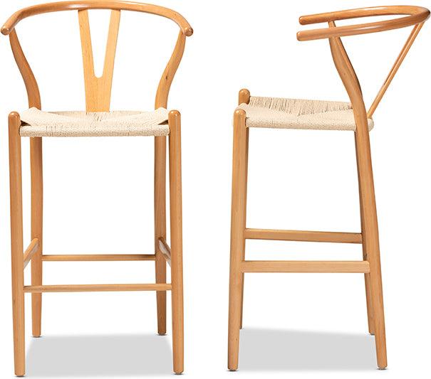 Wholesale Interiors Barstools - Paxton Natural Brown Finished Wood 2-Piece Bar Stool Set