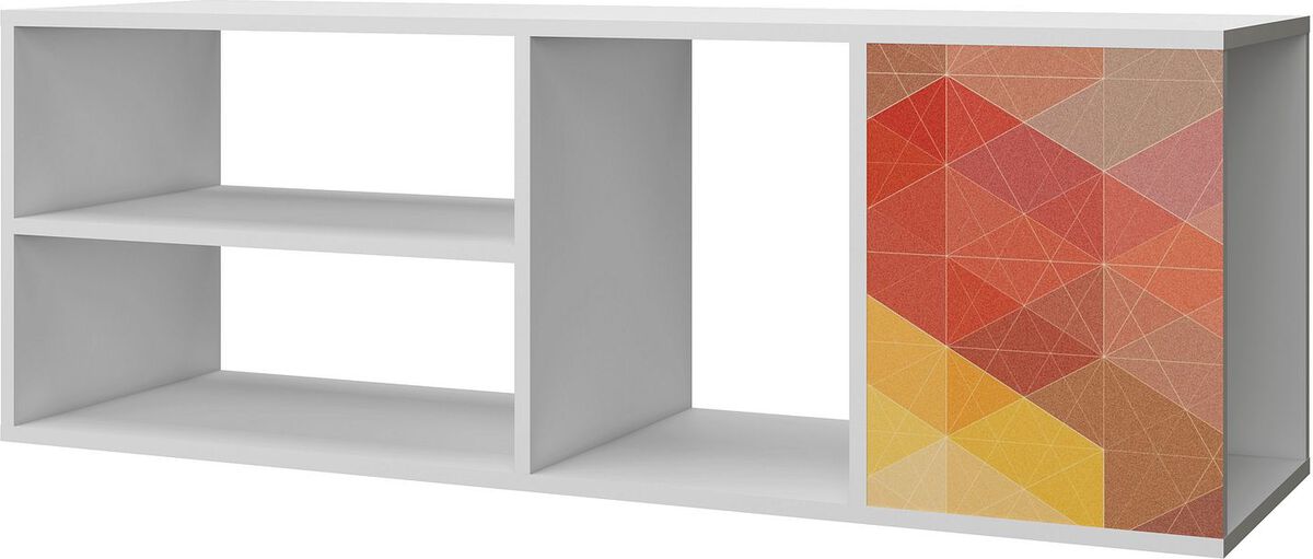 Manhattan Comfort TV & Media Units - Minetta 46" Floating Entertainment Center with 4 Shelves in White, Red, Yellow Stamp