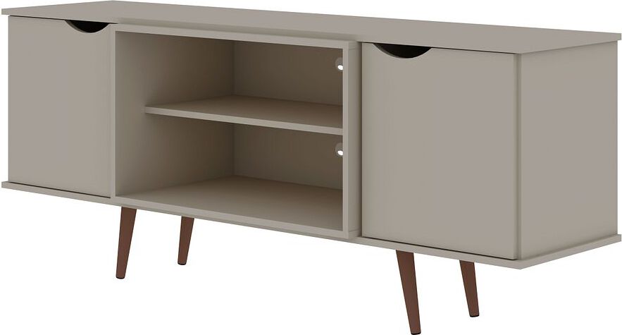 Manhattan Comfort TV & Media Units - Hampton 62.99 TV Stand with 4 Shelves & Solid Wood Legs in Off White