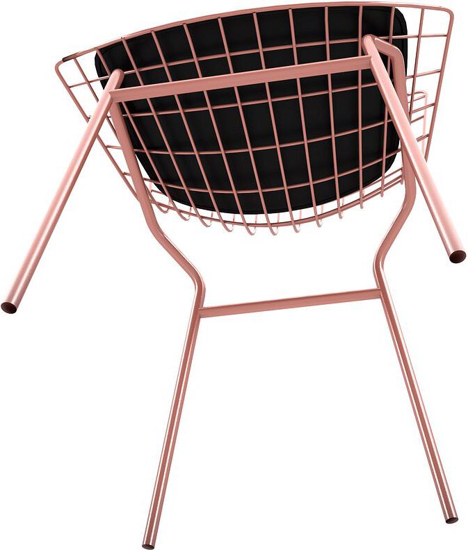 Manhattan Comfort Accent Chairs - Madeline Chair with Seat Cushion in Rose Pink Gold & Black