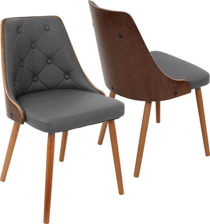 Lumisource Dining Chairs - Gianna Mid-Century Modern Dining/Accent Chair in Walnut with Grey Faux Leather