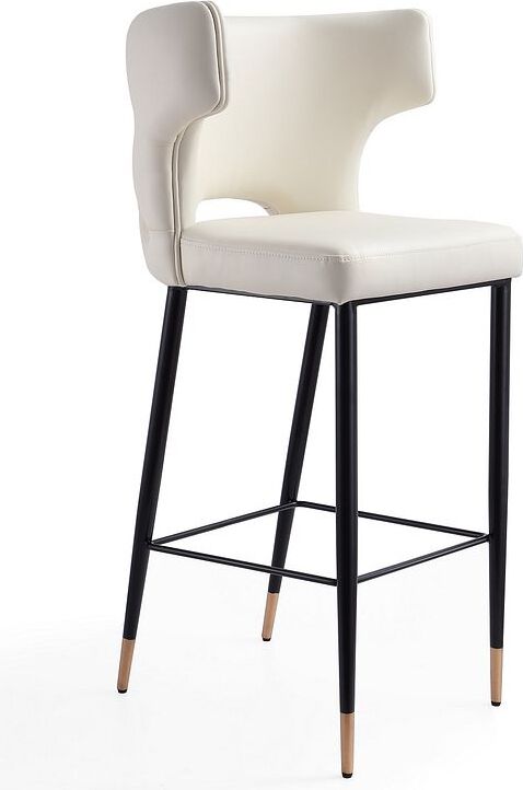 Manhattan Comfort Barstools - Holguin 41.34 in. Cream, Black and Gold Wooden Barstool