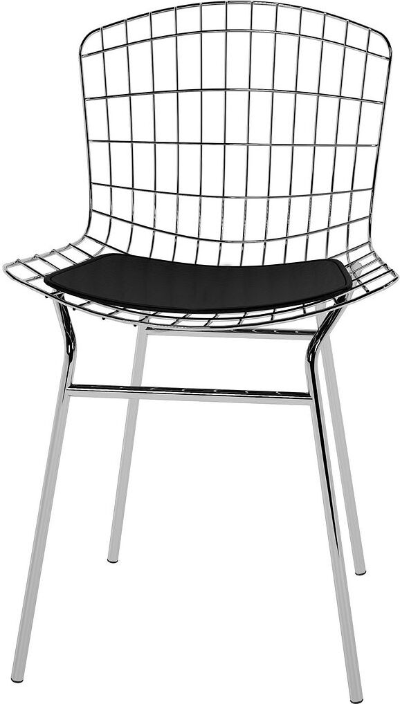 Manhattan Comfort Accent Chairs - Madeline Metal Chair with Seat Cushion in Silver & Black