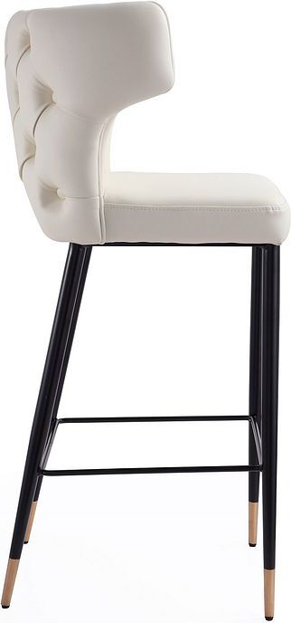 Manhattan Comfort Barstools - Holguin 41.34 in. Cream, Black and Gold Wooden Barstool