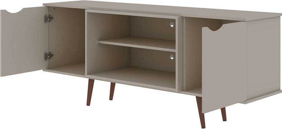 Manhattan Comfort TV & Media Units - Hampton 62.99 TV Stand with 4 Shelves & Solid Wood Legs in Off White