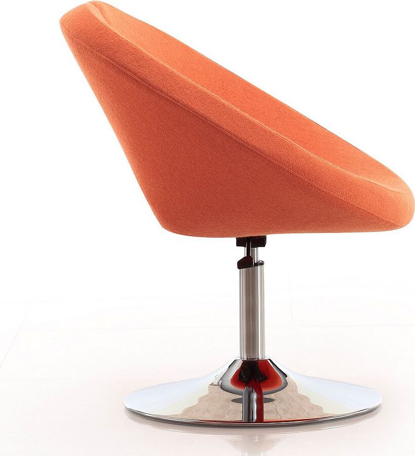 Manhattan Comfort Accent Chairs - Perch Orange & Polished Chrome Wool Blend Adjustable Chair