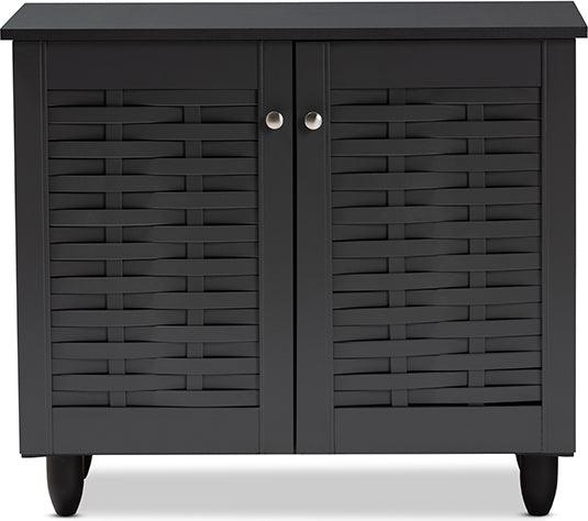 Wholesale Interiors Shoe Storage - Winda Modern and Contemporary Dark Gray 2-Door Wooden Entryway Shoe Storage Cabinet