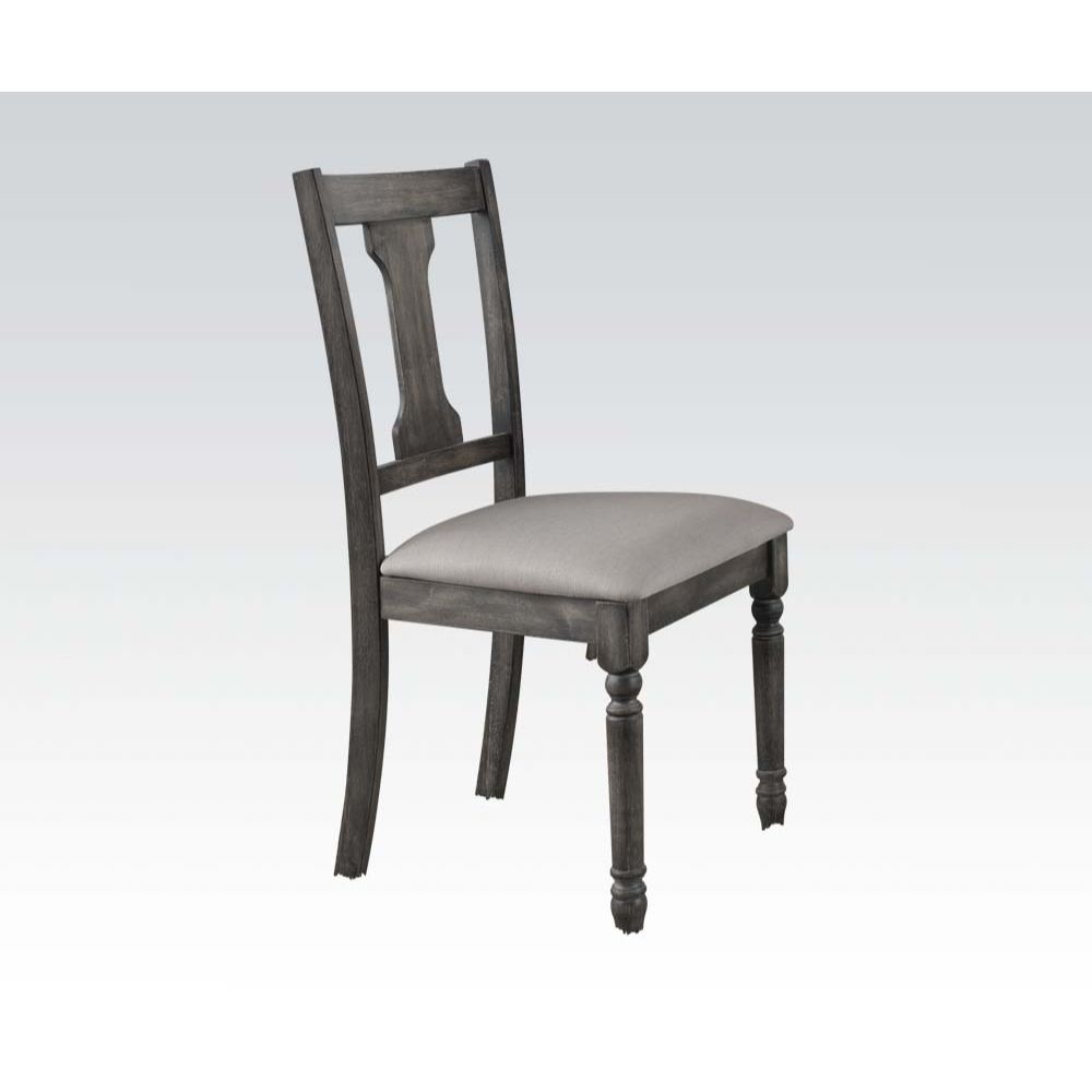 ACME Dining Chairs - ACME Wallace Side Chair (Set-2), Tan Linen & Weathered Gray