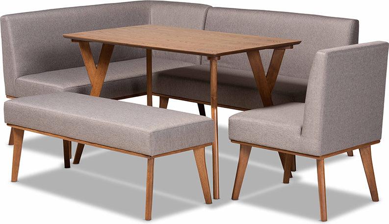 Wholesale Interiors Dining Sets - Odessa Grey & Walnut Brown Finished Wood 5-Piece Dining Nook Set