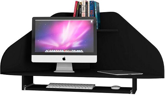 Manhattan Comfort Desks - Bradley Floating Corner Desk with Keyboard Shelf in Black