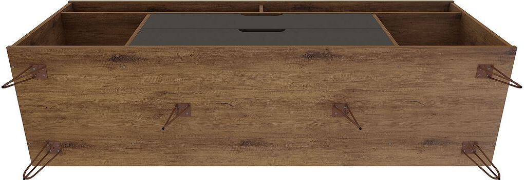 Manhattan Comfort TV & Media Units - Rockefeller 62.99 TV Stand with Metal Legs & 2 Drawers in Nature & Textured Gray