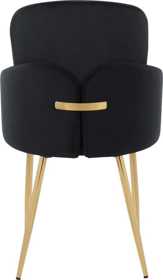 Lumisource Dining Chairs - Dahlia Contemporary Dining Chair In Gold Metal & Black Velvet With Gold Accent (Set of 2)