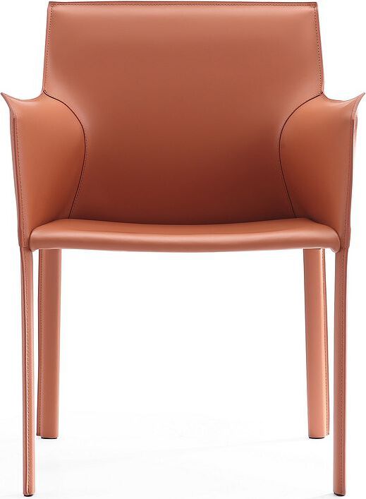 Manhattan Comfort Accent Chairs - Paris Clay Saddle Leather Armchair