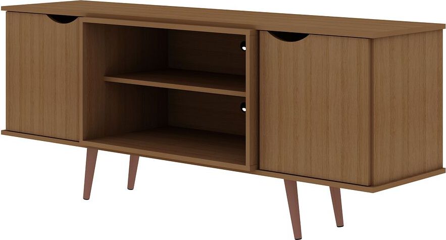 Manhattan Comfort TV & Media Units - Hampton 62.99 TV Stand with 4 Shelves & Solid Wood Legs in Maple Cream