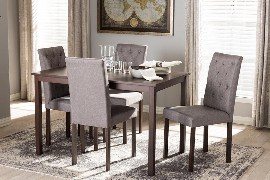 Gardner Contemporary 5 Piece Dark Brown Grey Fabric Upholstered Dining Set