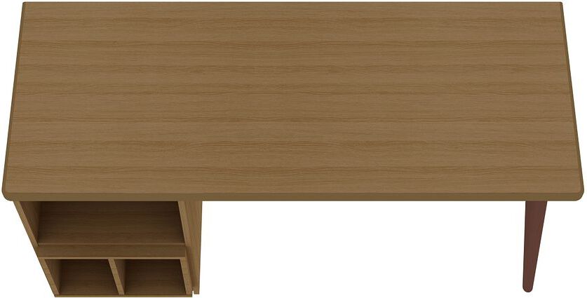 Manhattan Comfort Desks - Hampton 53.54 Home Office Desk with 3 Cubby Spaces & Solid Wood Legs in Maple Cream