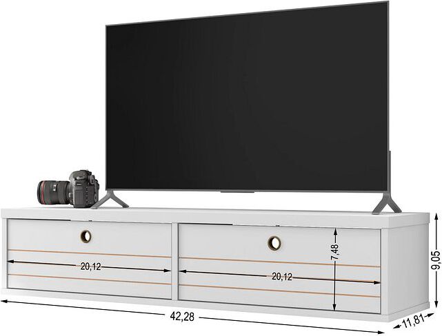 Manhattan Comfort TV & Media Units - Liberty 42.28 Mid-Century Modern Floating Entertainment Center with 2 Shelves in White