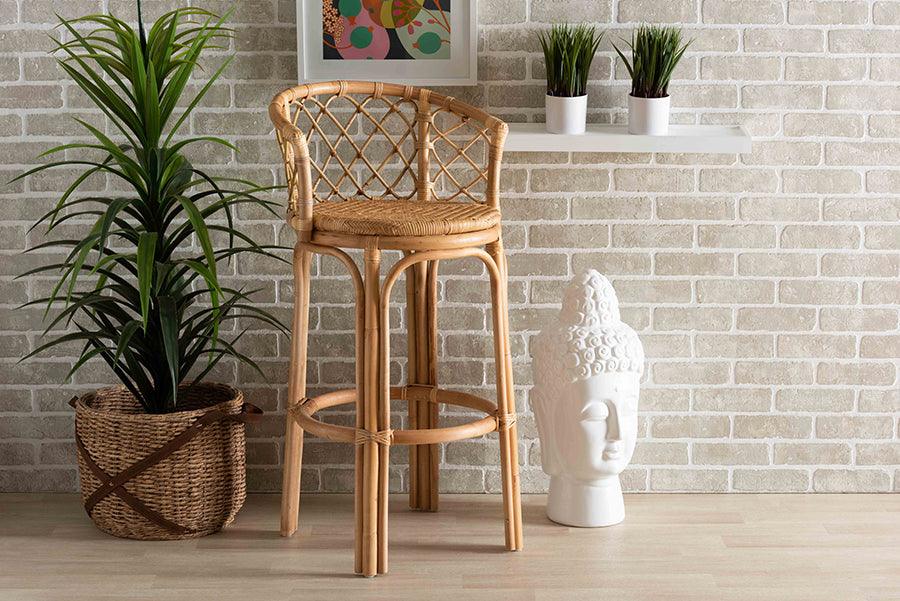 Wholesale Interiors Barstools - Orchard Modern Bohemian Natural Brown Rattan Bar Stool