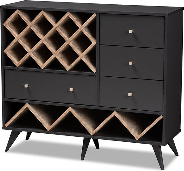 Shop Savino Modern and Oak Finished Wood Wine Cabinet Dark Grey