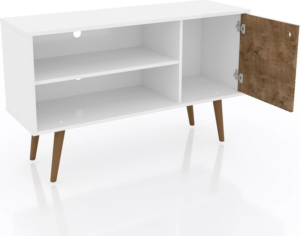 Manhattan Comfort TV & Media Units - Liberty 42.52" Mid-Century - Modern TV Stand with 2 Shelves & 1 Door in White & Rustic Brown