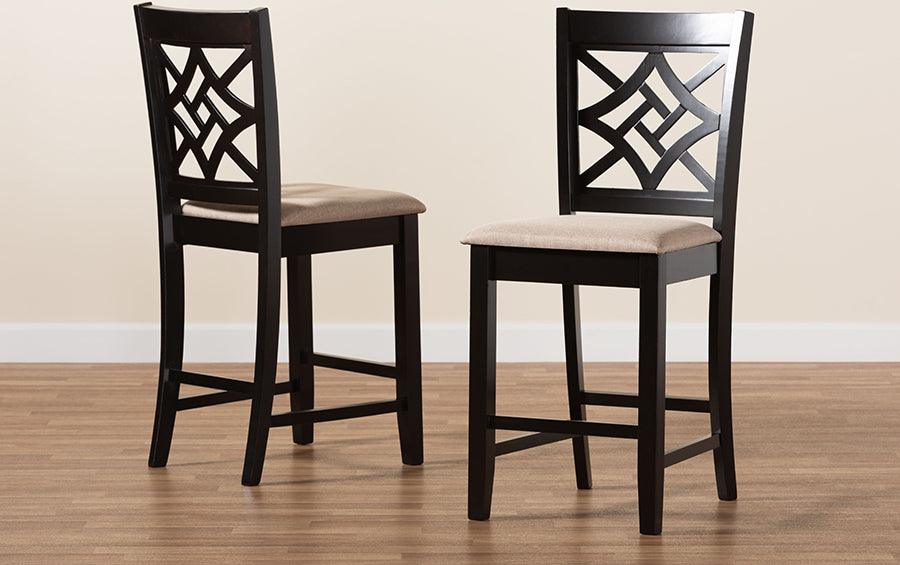 Wholesale Interiors Barstools - Nicolette Dark Brown Finished Wood 2-Piece Counter Stool Set