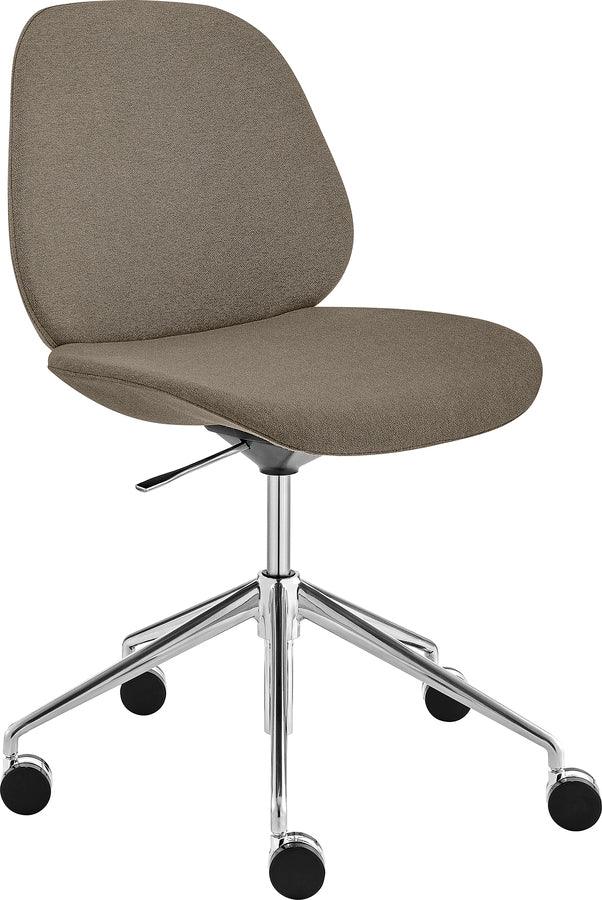 Euro Style Task Chairs - Lyle Office Chair without Armrests in Taupe Fabric with Polished Aluminum Base