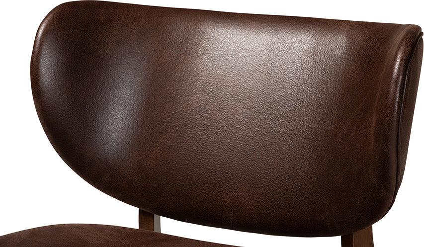 Wholesale Interiors Accent Chairs - Marcos Dark Brown Faux Leather Effect and Walnut Brown Finished Wood Living Room Accent Chair