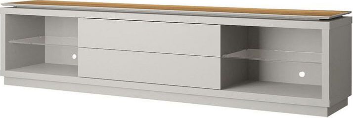 Manhattan Comfort TV & Media Units - Lincoln 85.43" TV Stand with 4 Shelves in Off White & Cinnamon