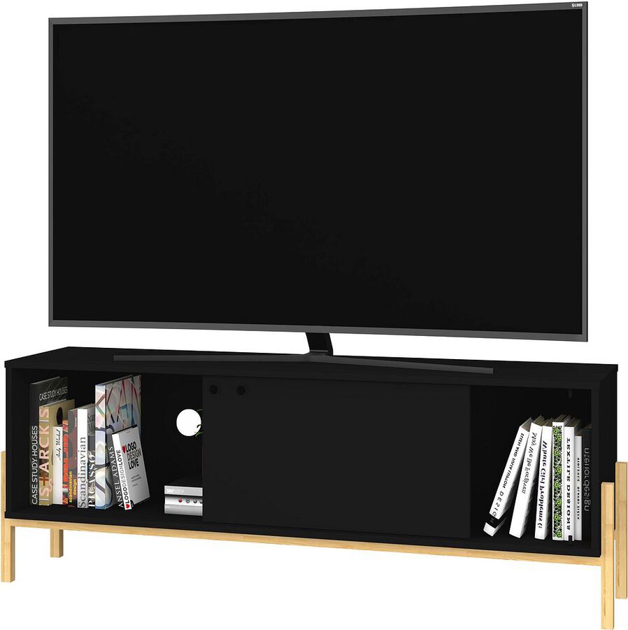 Manhattan Comfort TV & Media Units - Bowery 55.12 TV Stand with 2 Shelves in Black & Oak