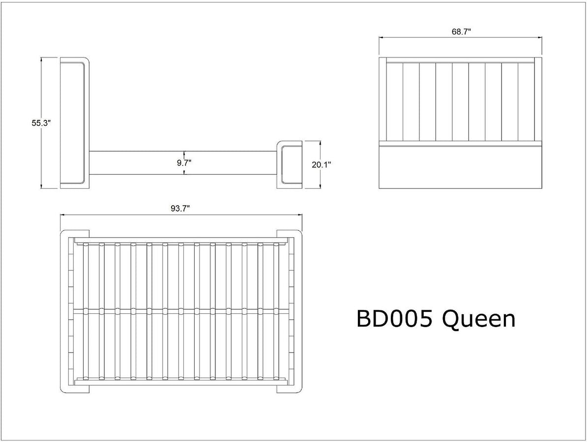 Manhattan Comfort Beds - Kingdom Graphite Queen Bed