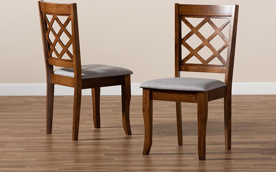 Wholesale Interiors Dining Chairs - Verner Grey Fabric Upholstered Walnut Finished Wood 2-Piece Dining Chair Set