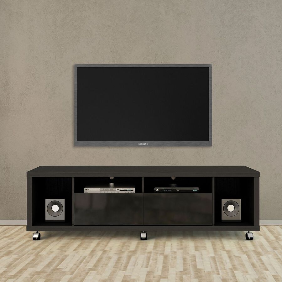 Manhattan Comfort TV & Media Units - Cabrini TV Stand 1.8 in Black Gloss & Black Matte