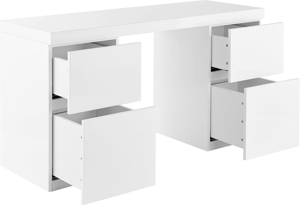 Euro Style Desks - Tresero Desk in High Gloss White 30" H