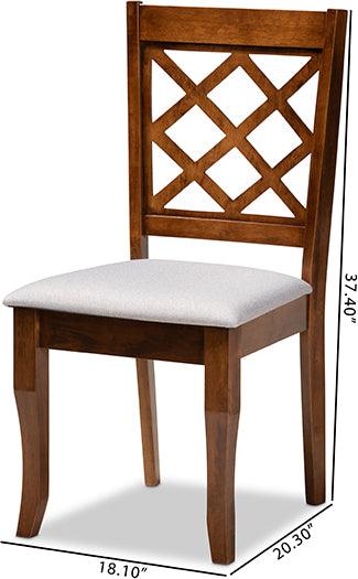 Wholesale Interiors Dining Chairs - Verner Grey Fabric Upholstered Walnut Finished Wood 2-Piece Dining Chair Set