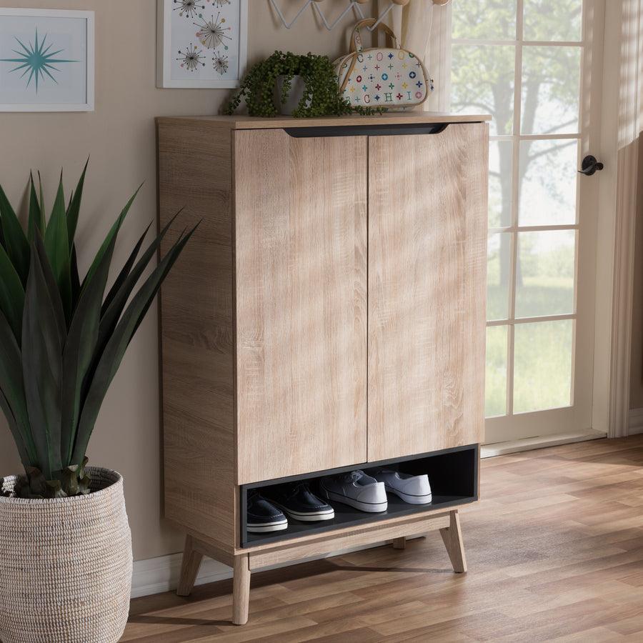 Shop Baxton Studio Fella Mid Century Modern Two Tone Oak and Gray