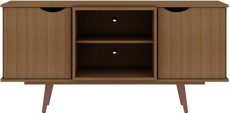 Manhattan Comfort TV & Media Units - Hampton 53.54 TV Stand with 4 Shelves & Solid Wood Legs in Maple Cream