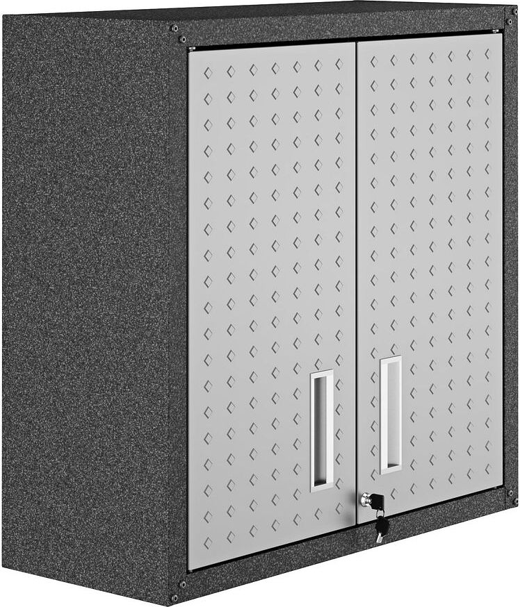 Manhattan Comfort Buffets & Cabinets - Fortress 30" Floating Textured Metal Garage Cabinet with Adjustable Shelves in Gray