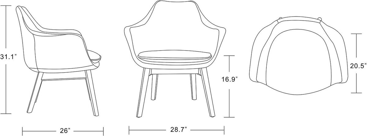 Manhattan Comfort Accent Chairs - Cronkite Gray & Walnut Twill Accent Chair