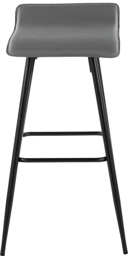 Lumisource Barstools - Ale 30" Bar Stool In Black Steel & Grey Faux Leather (Set of 2)