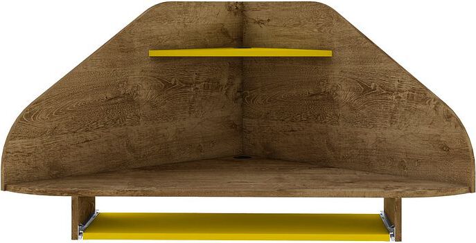 Manhattan Comfort Desks - Bradley Floating Corner Desk with Keyboard Shelf in Rustic Brown & Yellow