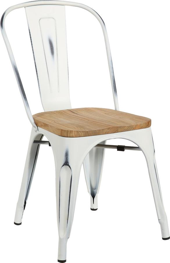 White metal chairs with wood seat hot sale