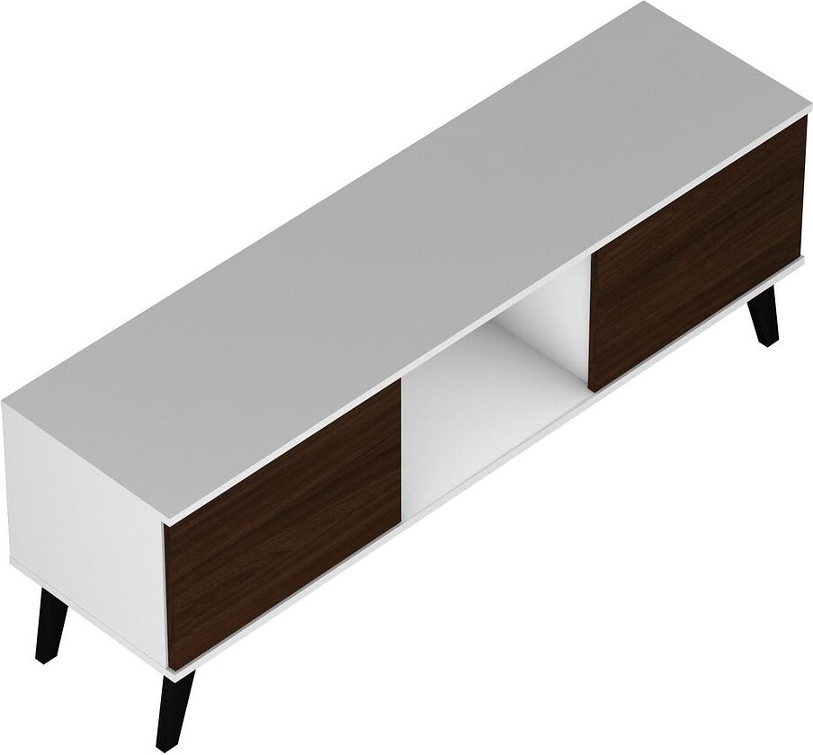 Manhattan Comfort TV & Media Units - Doyers 53.15 Mid-Century Modern TV Stand in White & Nut Brown