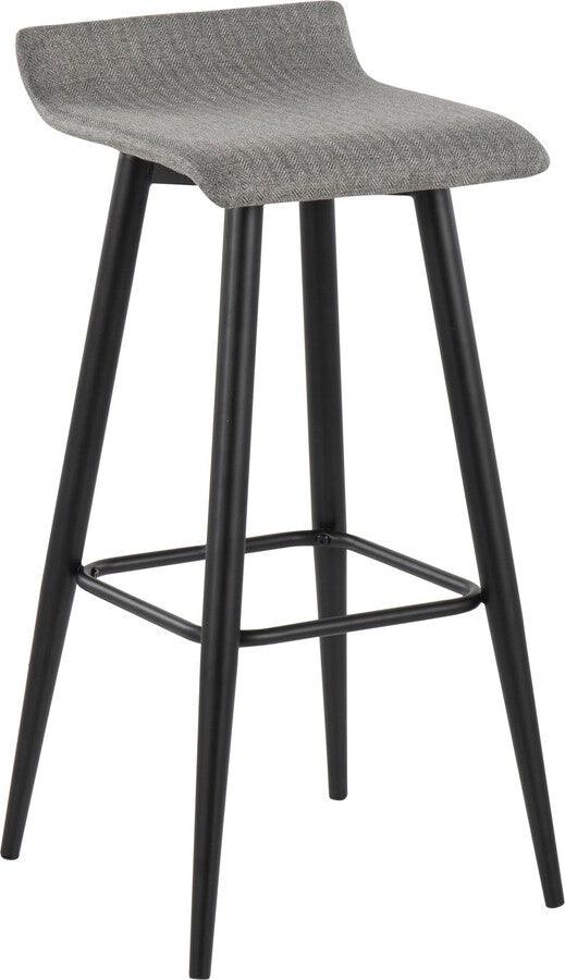 Lumisource Barstools - Ale Bar Stool In Black Steel & Grey Fabric (Set of 2)